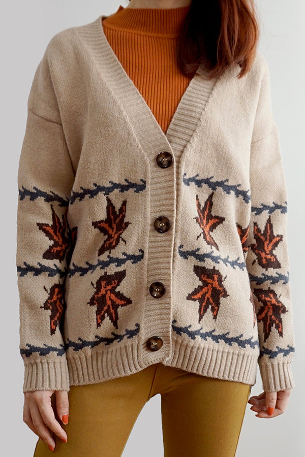 Leaf Button Cardigan