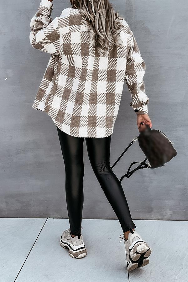 Houndstooth Print Lapel Jacket