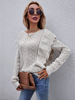 Round Neck Knitted Long Sleeve Sweater