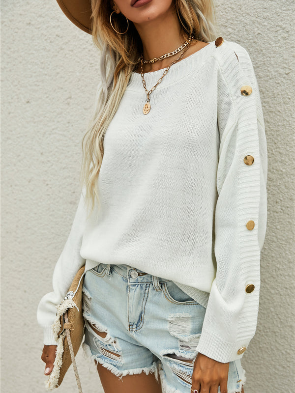 Round Neck Long Sleeve Loose Sweater Top