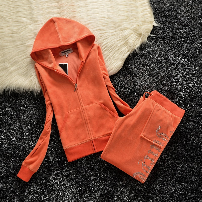 Two Piece Zipper Hoodie Sweatshirt Pant Sportwear Set