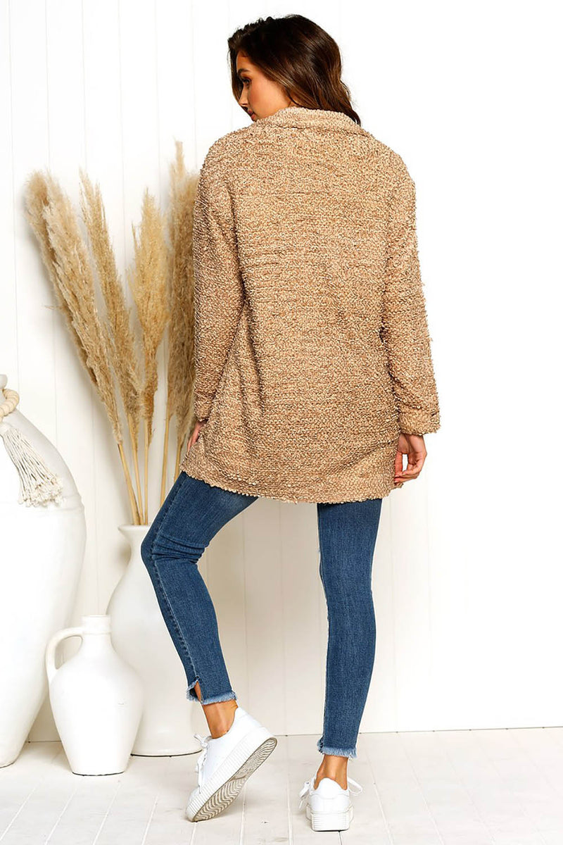 Long Sleeve Plain Fluffy Long Sweater