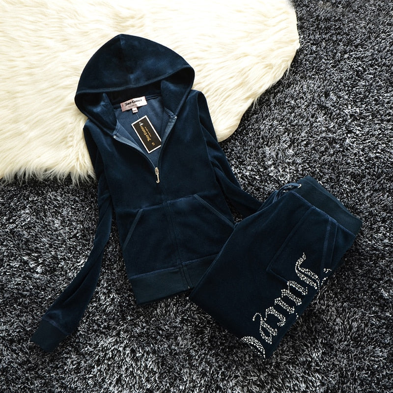 Two Piece Zipper Hoodie Sweatshirt Pant Sportwear Set