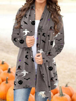 Halloween Ghost Print Cardigan