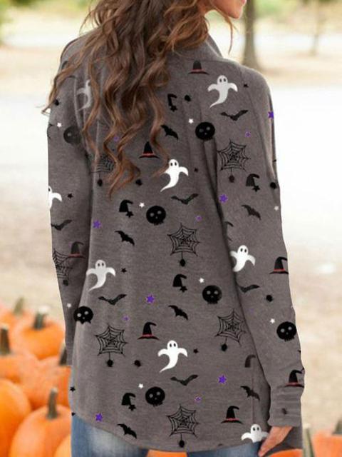 Halloween Ghost Print Cardigan