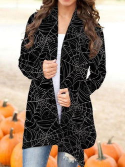 Halloween Spider Web Print Cardigan