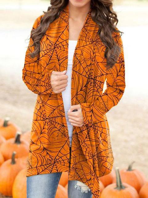 Halloween Spider Web Print Cardigan