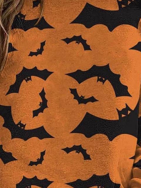 Halloween Bat Pattern Pullover Sweatshirt