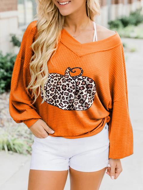 Halloween Pumpkin Leopard Print Sweatshirt