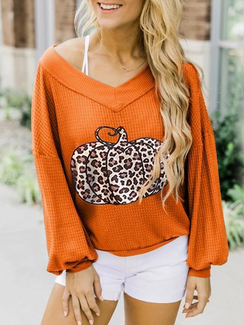 Halloween Pumpkin Leopard Print Sweatshirt