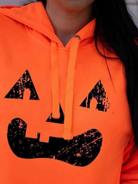 Halloween Fun Pumpkin Print Hoodie