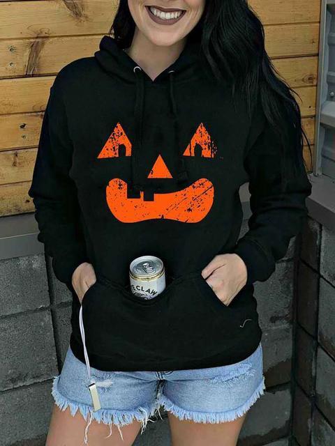 Halloween Fun Pumpkin Print Hoodie