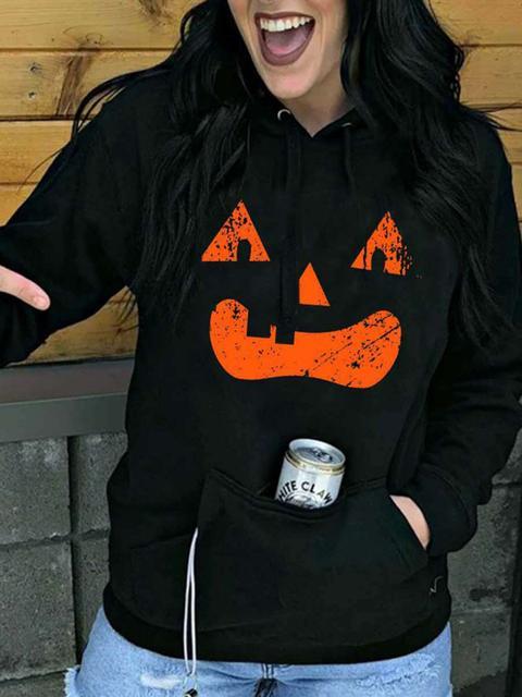 Halloween Fun Pumpkin Print Hoodie