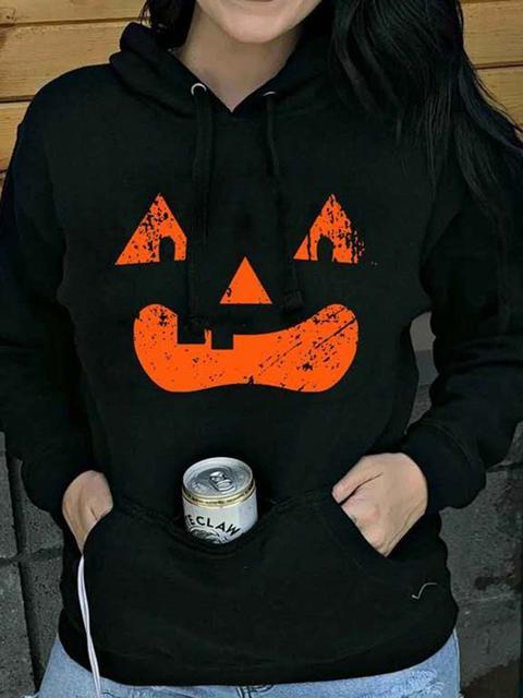 Halloween Fun Pumpkin Print Hoodie