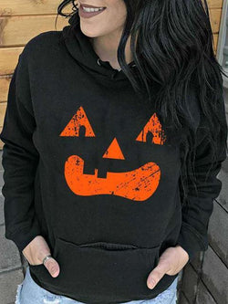 Halloween Fun Pumpkin Print Hoodie