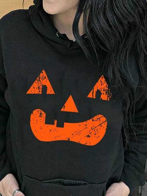 Halloween Fun Pumpkin Print Hoodie