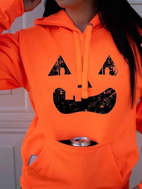 Halloween Fun Pumpkin Print Hoodie