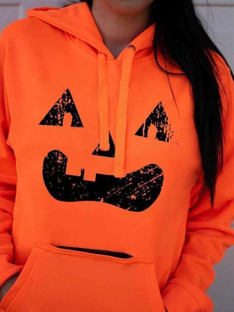 Halloween Fun Pumpkin Print Hoodie