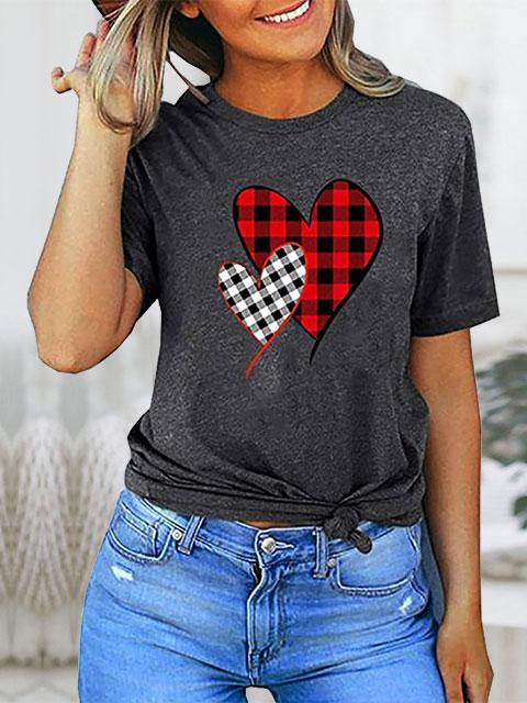 Heart-shaped Print Short Sleeve T-shirt