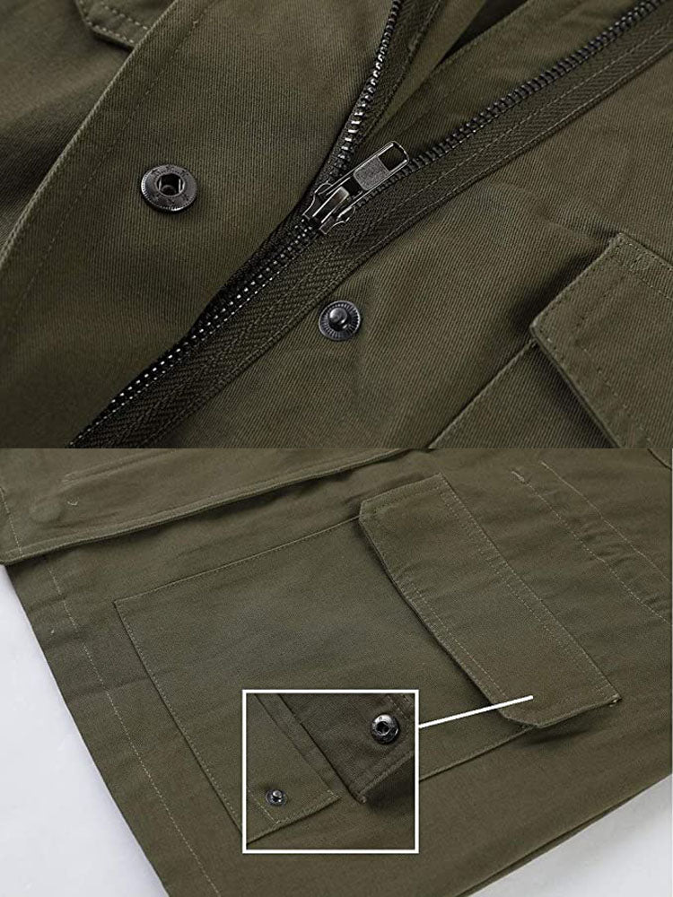 Casual Long Sleeve Stand Collar Military Jacket Coat