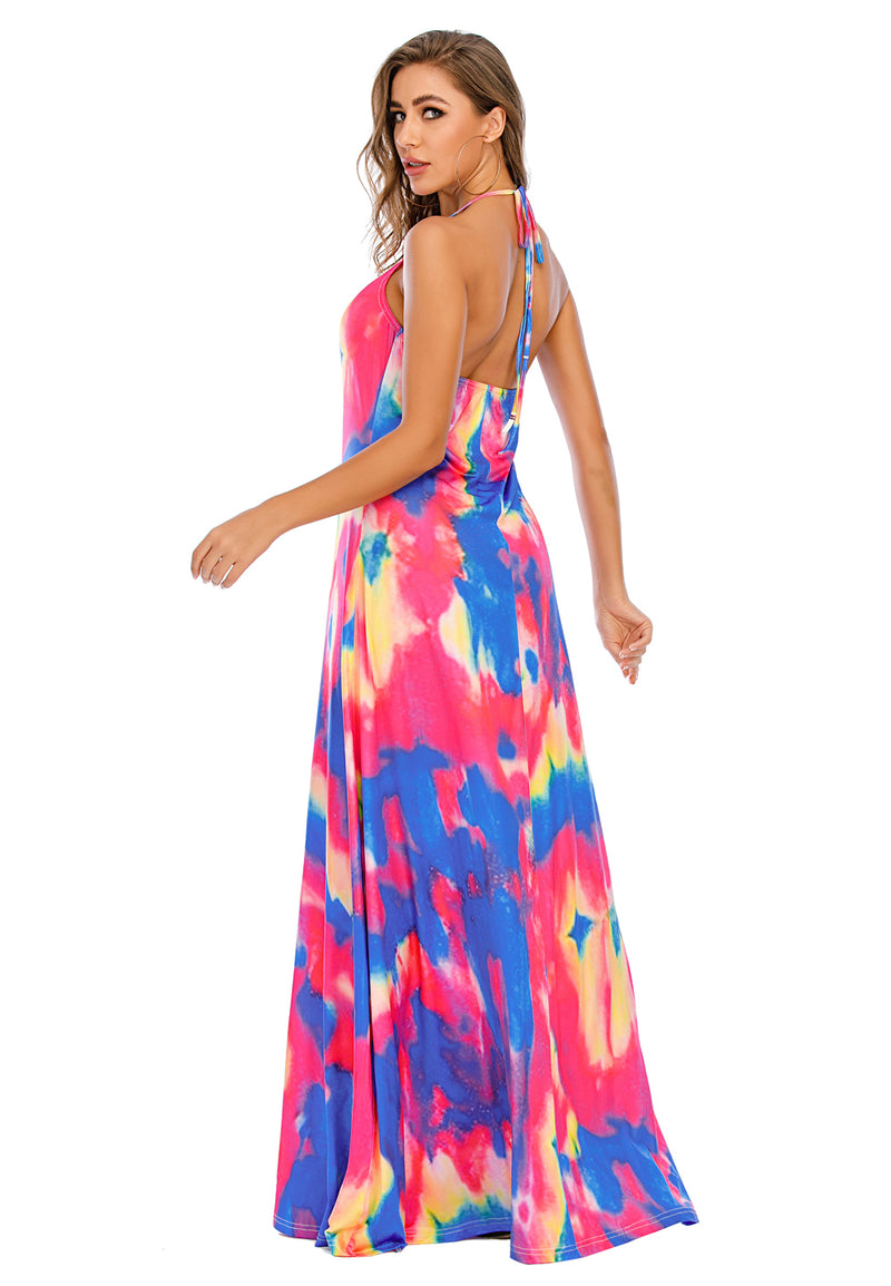 Tie Dye Spaghetti Strap Long Dress