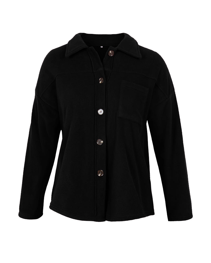 Button Down Long Sleeve Warm Jacket Top