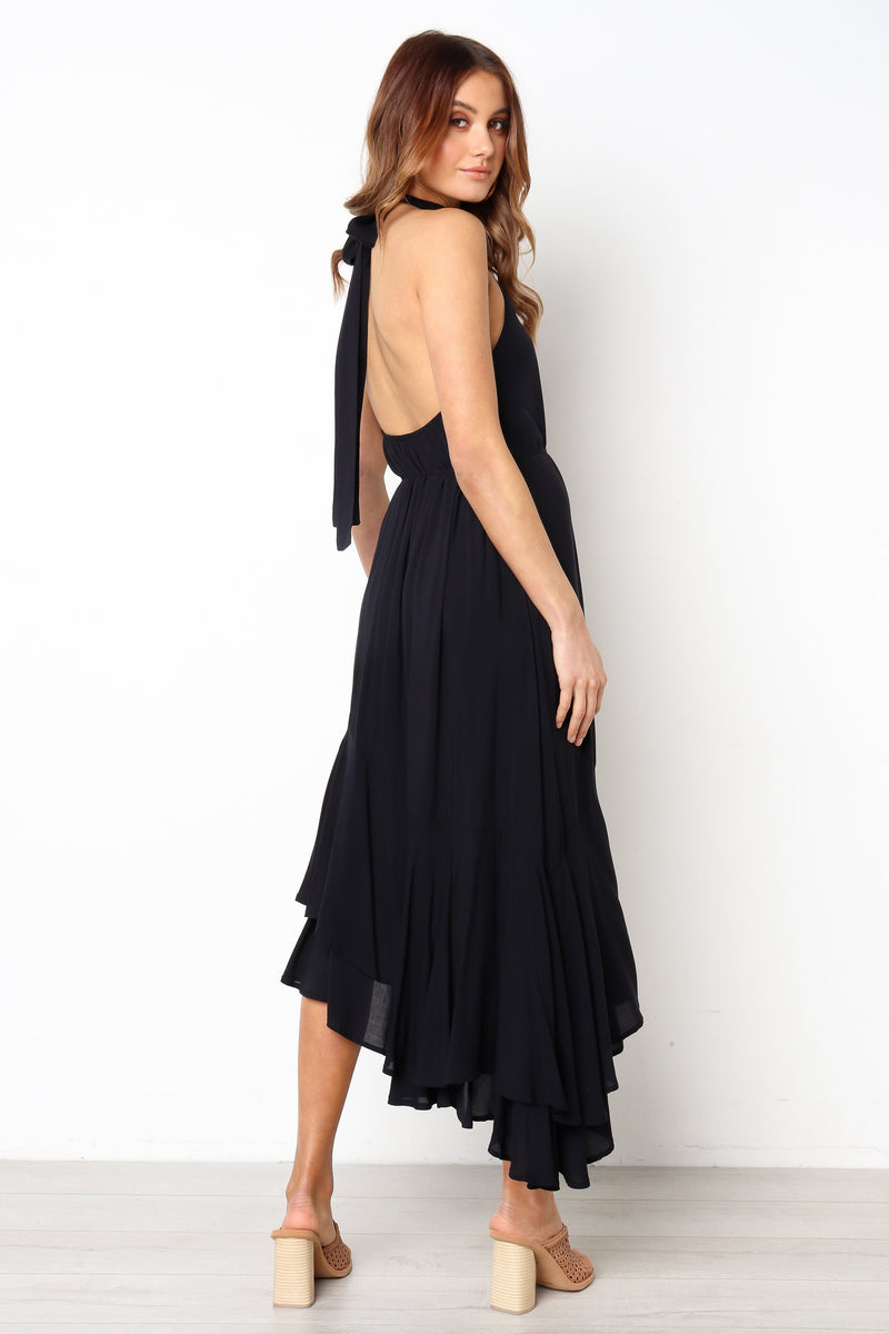 Backless Irregular Hem Granada Midi Dress - Landing Closet