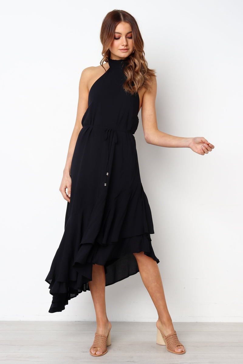 Backless Irregular Hem Granada Midi Dress - Landing Closet