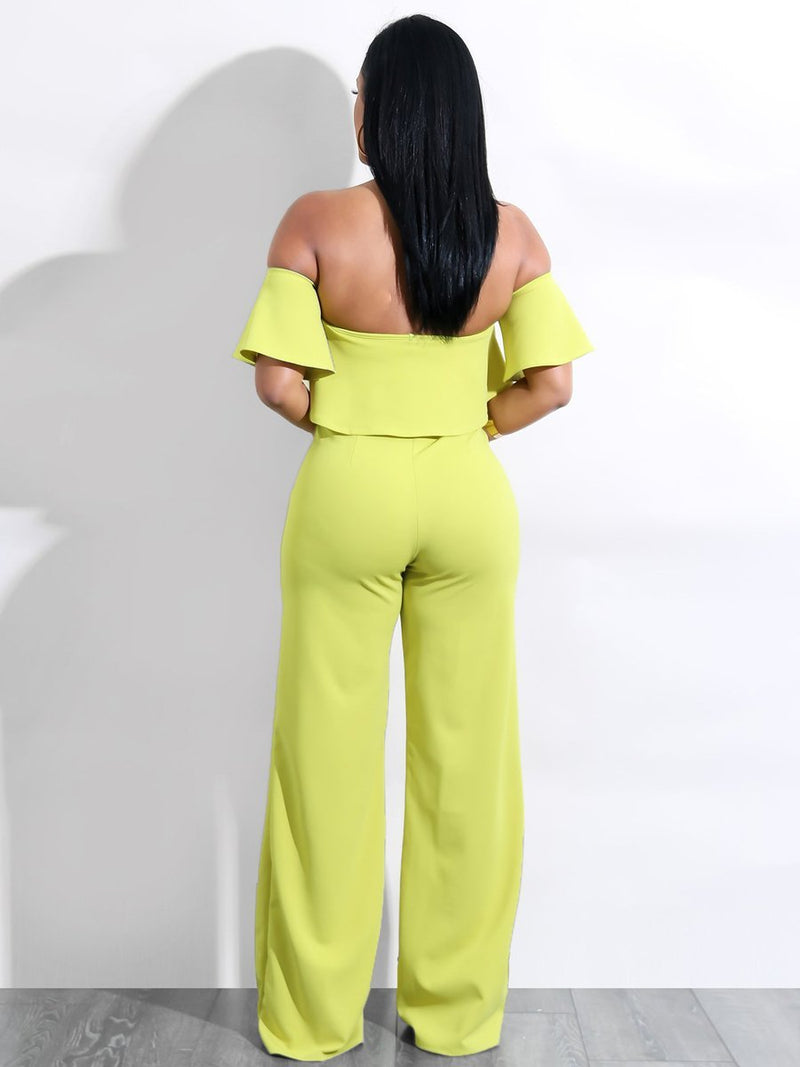 Ruffled Strap Wide Leg Jumpsuit