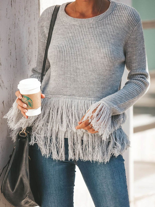 Loose Fringe Tassel Knit Sweater