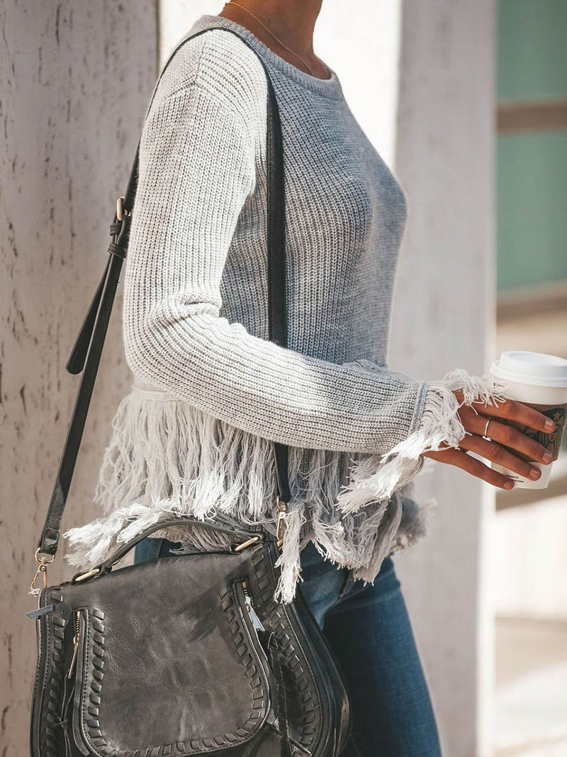 Loose Fringe Tassel Knit Sweater