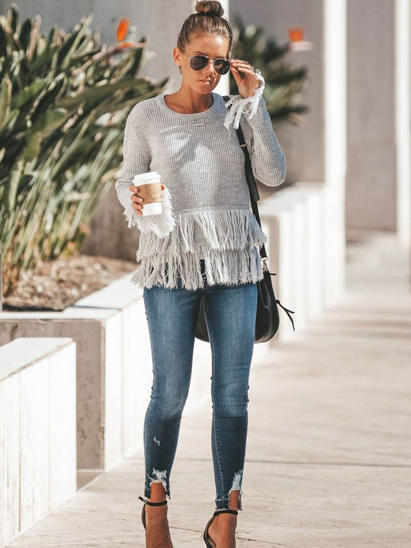 Loose Fringe Tassel Knit Sweater