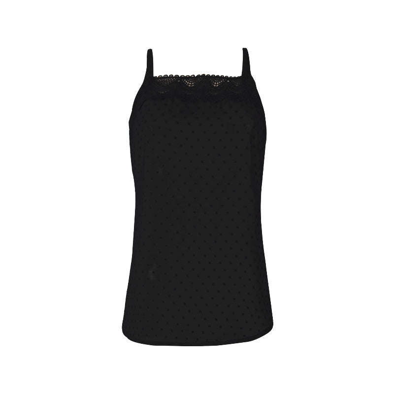 Spaghetti Strap Sleeveless Swiss Dot Top