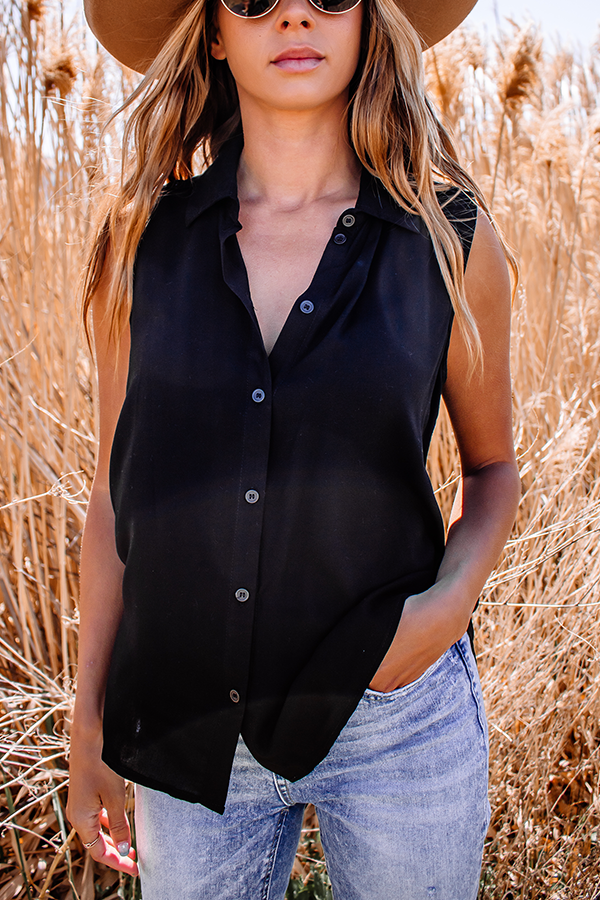 Button Down Sleeveless Blouse