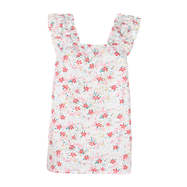 Casual Sleeveless U Neck Floral Crop Tank Top