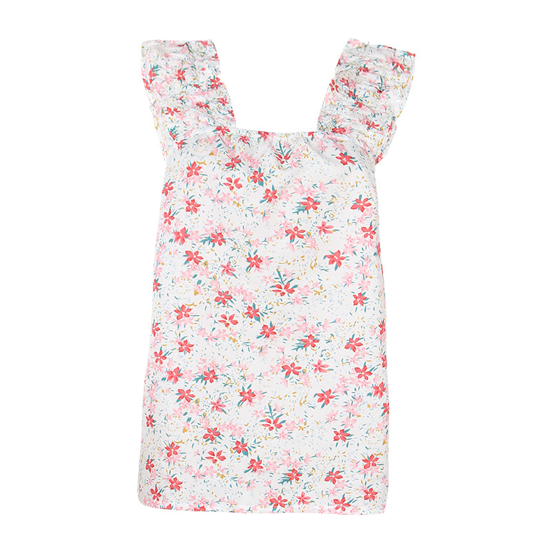 Casual Sleeveless U Neck Floral Crop Tank Top