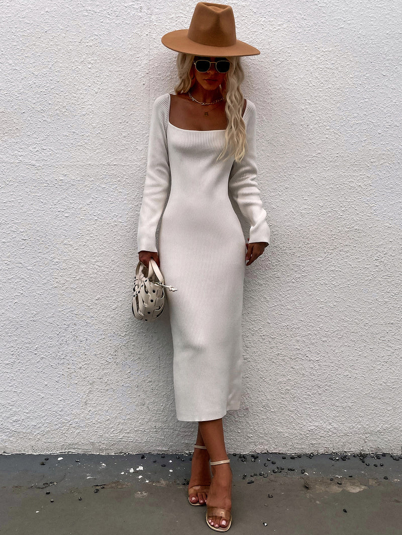 Long Sleeve Knit Bodycon Long Sleeve Maxi Dress