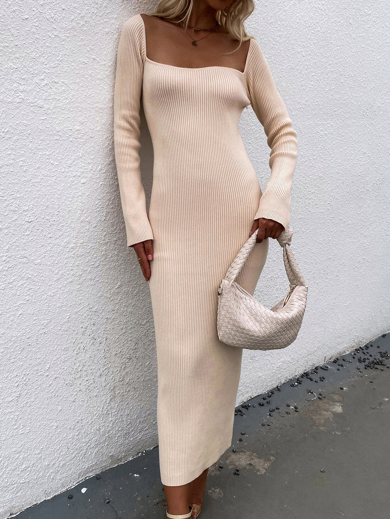 Long Sleeve Knit Bodycon Long Sleeve Maxi Dress