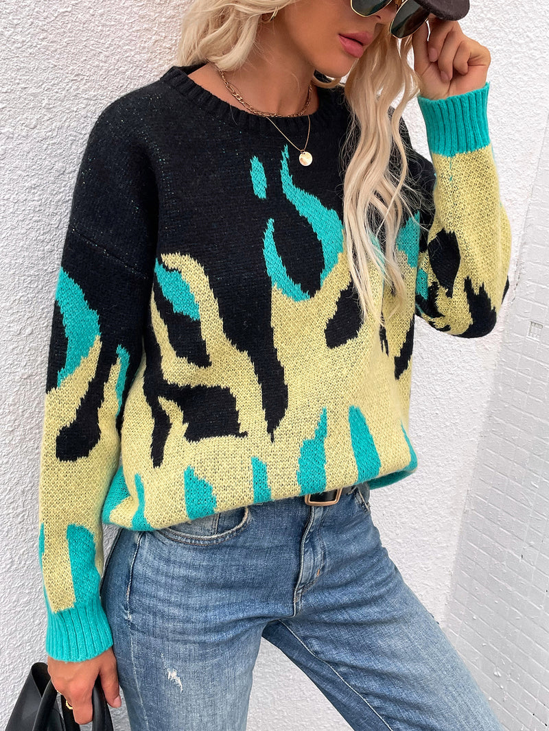 Knitted Long Sleeve Round Neck Sweater