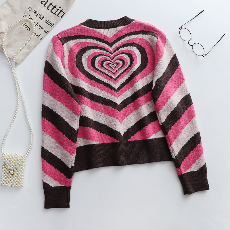 Casual Heart Graphic Pullover Sweater