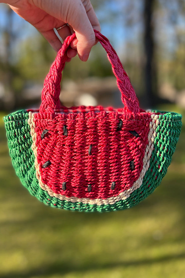 Watermelon Orange Straw Tote Bag