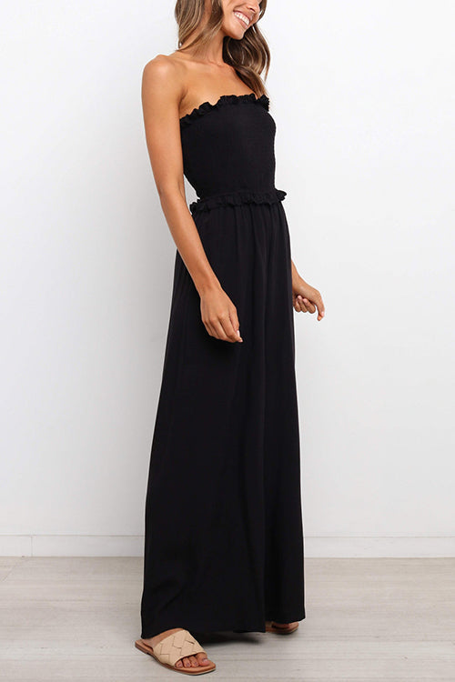 Strapless Shirred Bodice Jumpsuits