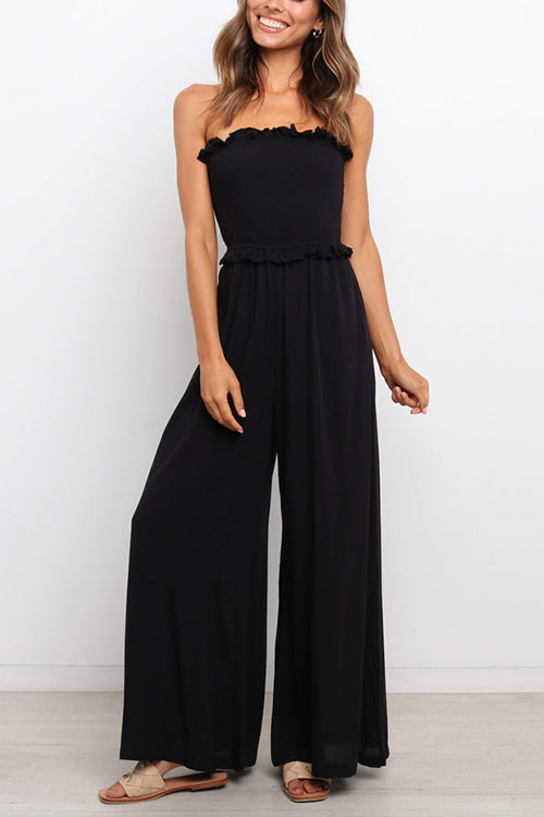 Strapless Shirred Bodice Jumpsuits