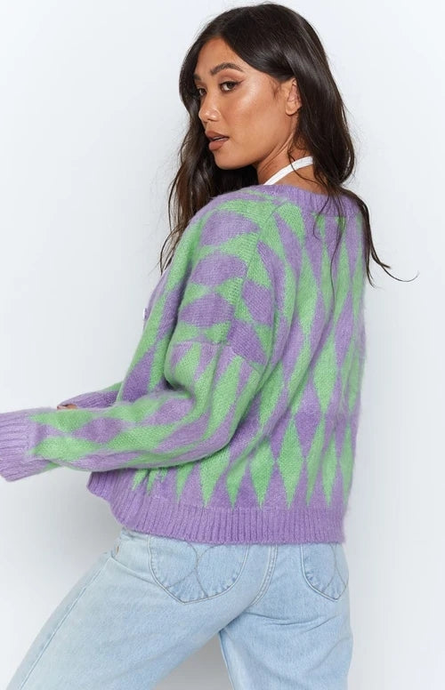 Button Up Tie Dye Knit Long Sleeve Sweater