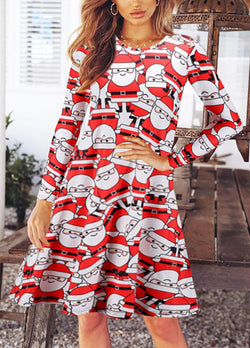 Christmas Round Neck Long Sleeve Dresses