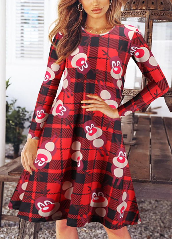 Christmas Round Neck Long Sleeve Dresses