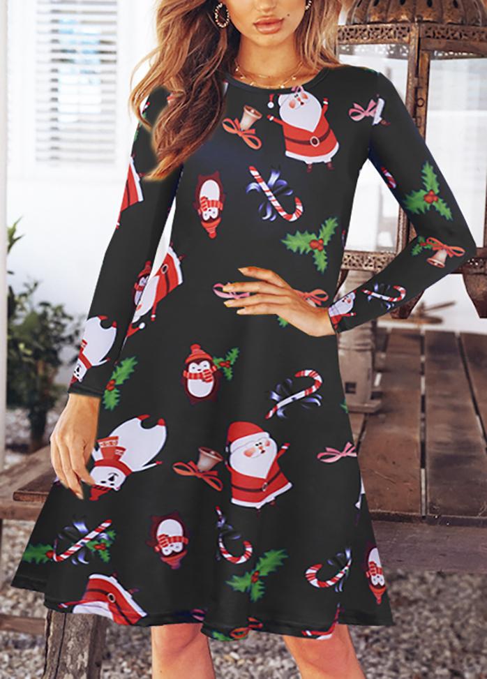 Christmas Round Neck Long Sleeve Dresses