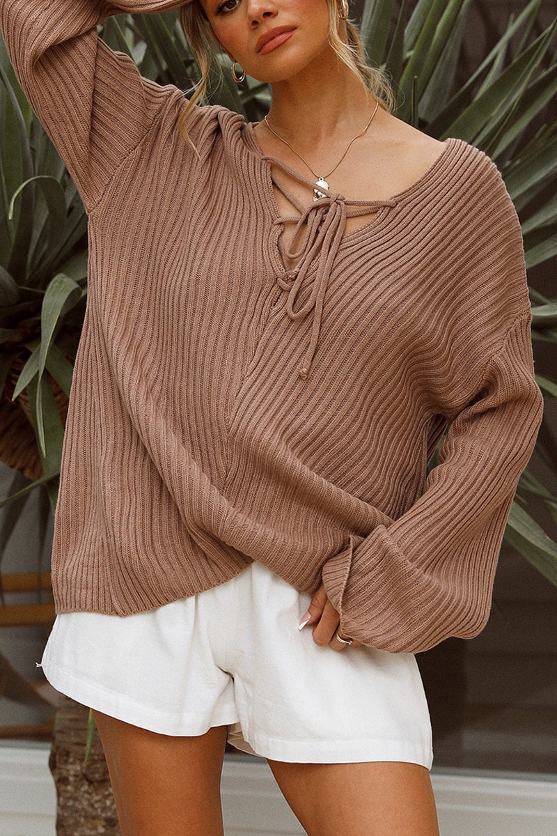 Cross Tie V Neck Sweater