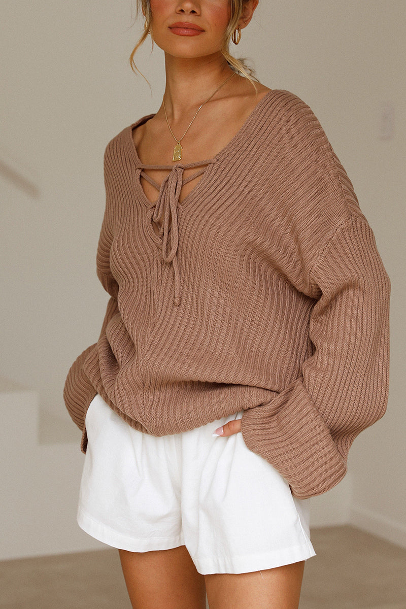 Cross Tie V Neck Sweater