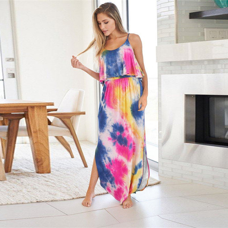 Spaghetti Strapless Round Neck Maxi long Dress